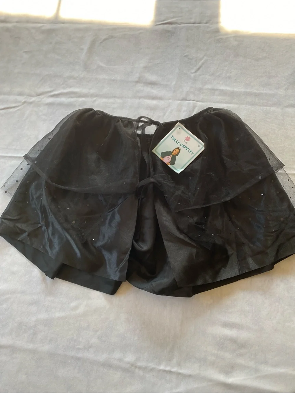 New Halloween Count Black Sparkling Tulle Capelet Kids One Size Fits Most